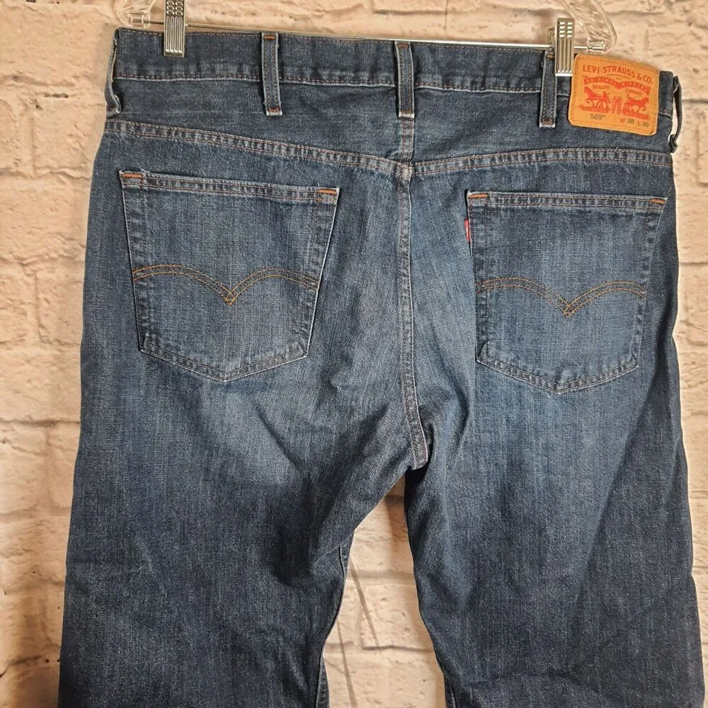 Levi's 569 Loose Straight Leg Jeans Men's Size 38x30 Blue Denim Relaxed Fit